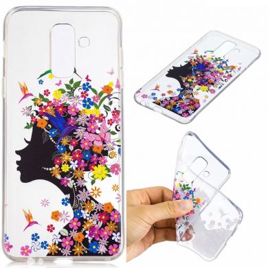 Силиконовый (TPU) чехол Deexe Pretty Glossy для Samsung Galaxy A6+ 2018 (A605) - Flowered Girl