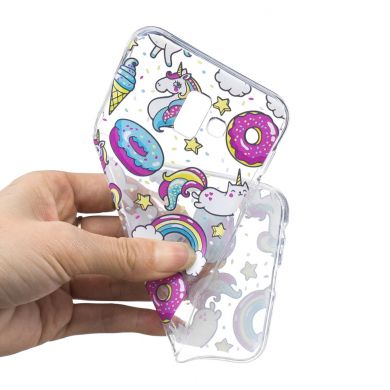 Силіконовий (TPU) чохол Deexe Pretty Glossy для Samsung Galaxy J6+ (J610) - Doughnuts and Unicorns