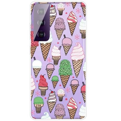 Силиконовый (TPU) чехол Deexe Pretty Glossy для Samsung Galaxy S21 FE (G990) - Ice Creams