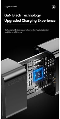 Сетевое зарядное устройство ESSAGER Pinchen 33W (USB + Type-C) ECTAC-PCB01-P - Black