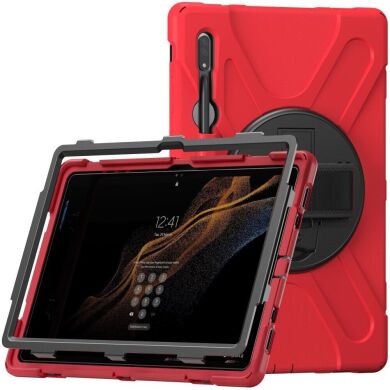 Захисний чохол Deexe Rotation Hybrid для Samsung Galaxy Tab S8 Ultra (T900/T906) - Red