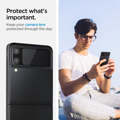Комплект із плівки та захисного скла Spigen (SGP) Optik Lens Protector + Hinge Film для Samsung Galaxy Flip 3 - Black