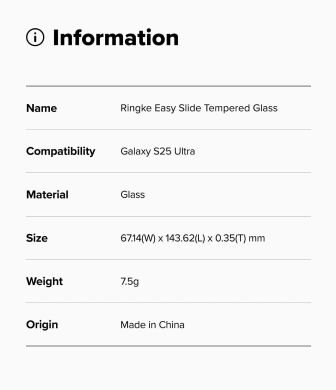 Комплект защитных стекол (2шт) Ringke Easy Slide Tempered Glass для Samsung Galaxy S25 Ultra (S938) 8800274969469