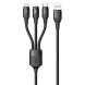 Кабель USAMS US-SJ515 U73 3 in 1 Aluminum Alloy (3A, 1.2m) - Black. Фото 1 из 10