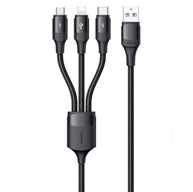 Кабель USAMS US-SJ515 U73 3 in 1 Aluminum Alloy (3A, 1.2m) - Black