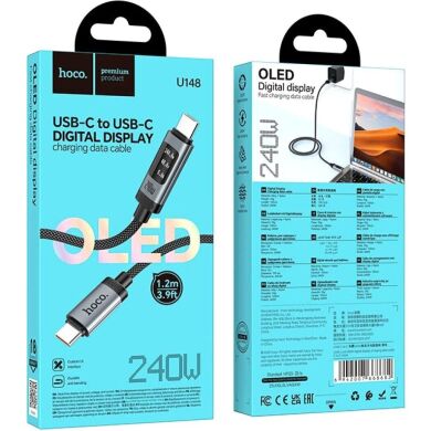 Кабель Hoco U148 Type-C to Type-C (240W, 5A, 1.2m) - Black