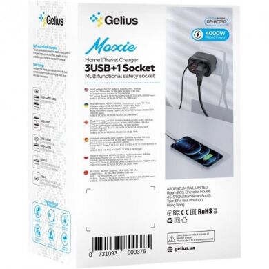 Мережевий зарядний пристрій Gelius Moxie GP-HC050 2USB + Type-C + Socket - White