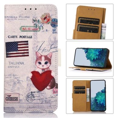 Чохол Deexe Life Style Wallet для Samsung Galaxy M32 (M325) - Cat and Heart