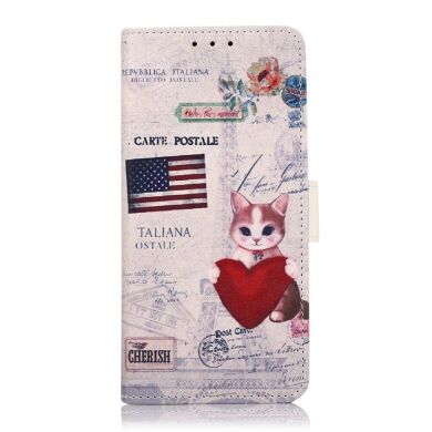 Чехол Deexe Life Style Wallet для Samsung Galaxy M32 (M325) - Cat and Heart