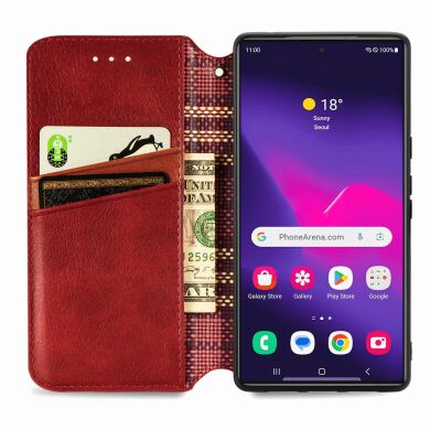 Чехол Deexe Rhombus Wallet для Samsung Galaxy S26 Ultra (S948) - Red
