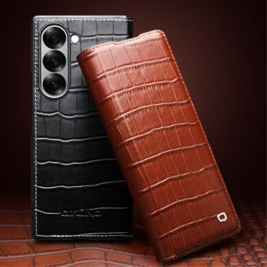 Шкіряний чохол QIALINO Croco Case для Samsung Galaxy Fold 6 - Brown