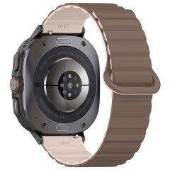 Ремешок Deexe Magnetic Band для Samsung Galaxy Watch Ultra (47mm) - Brown / Apricot