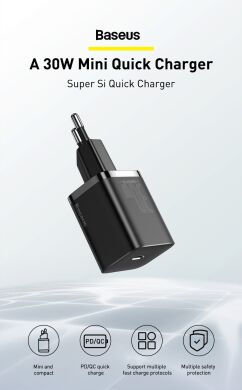 Мережевий зарядний пристрій Baseus Super Si Quick Charger IC (30W) - White