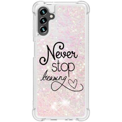 Силиконовый (TPU) чехол Deexe Fashion Glitter для Samsung Galaxy A13 5G (A136) / A04s (A047) - Never Stop Dreaming