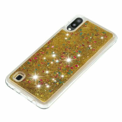 Силіконовий (TPU) чохол Deexe Liquid Glitter для Samsung Galaxy A10 (A105) - Gold