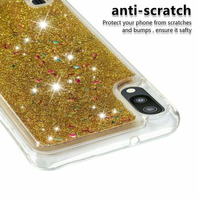 Силіконовий (TPU) чохол Deexe Liquid Glitter для Samsung Galaxy A10 (A105) - Gold