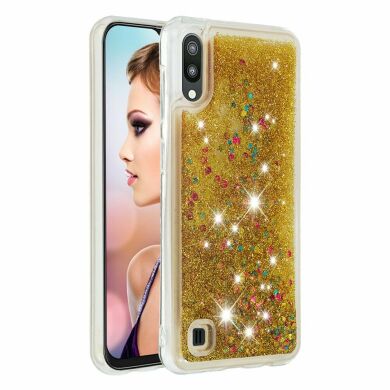 Силіконовий (TPU) чохол Deexe Liquid Glitter для Samsung Galaxy A10 (A105) - Gold