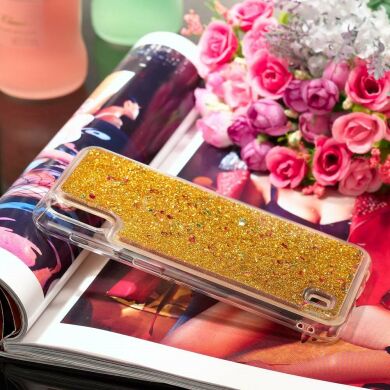 Силіконовий (TPU) чохол Deexe Liquid Glitter для Samsung Galaxy A10 (A105) - Gold