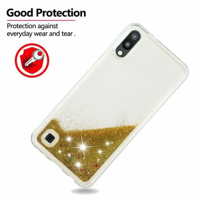 Силіконовий (TPU) чохол Deexe Liquid Glitter для Samsung Galaxy A10 (A105) - Gold