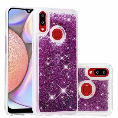 Силиконовый (TPU) чехол Deexe Liquid Glitter для Samsung Galaxy A10s (A107) - Purple