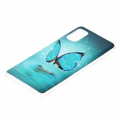 Силиконовый (TPU) чехол Deexe LumiCase для Samsung Galaxy A41 (A415) - Blue Butterfly