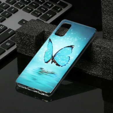 Силиконовый (TPU) чехол Deexe LumiCase для Samsung Galaxy A41 (A415) - Blue Butterfly