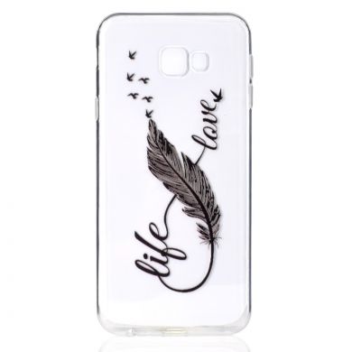 Силіконовий (TPU) чохол Deexe Pretty Glossy для Samsung Galaxy J4+ (J415) - Black Feather Pen