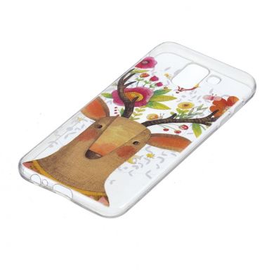 Силиконовый (TPU) чехол Deexe Pretty Glossy для Samsung Galaxy J6 2018 (J600) - Flowered Elk