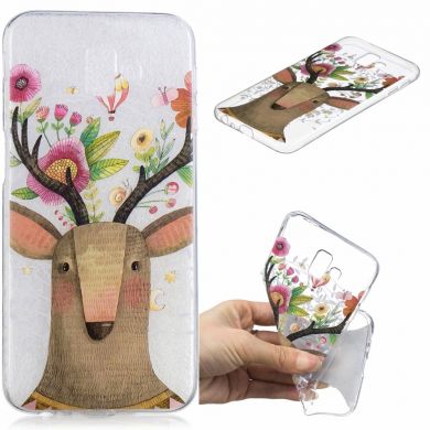 Силіконовий (TPU) чохол Deexe Pretty Glossy для Samsung Galaxy J6+ (J610) - Flowered Elk