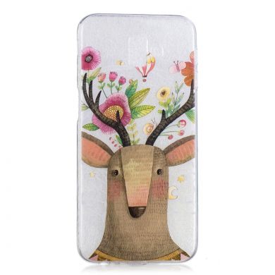 Силіконовий (TPU) чохол Deexe Pretty Glossy для Samsung Galaxy J6+ (J610) - Flowered Elk