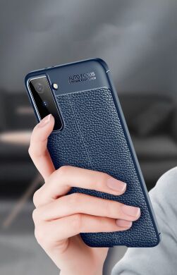 Защитный чехол Deexe Leather Cover для Samsung Galaxy S21 Plus - Blue