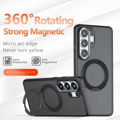 Защитный чехол Deexe Matte Skin Kickstand with MagSafe для Samsung Galaxy S25 Ultra (S938) - Black