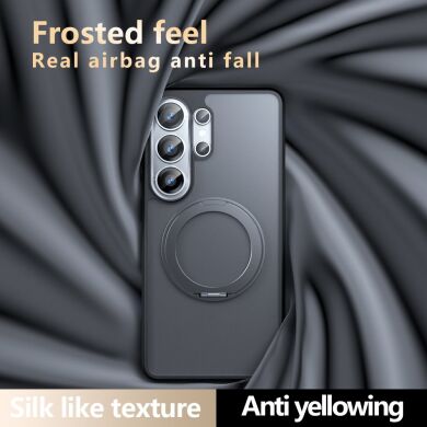 Защитный чехол Deexe Matte Skin Kickstand with MagSafe для Samsung Galaxy S25 Ultra (S938) - Black