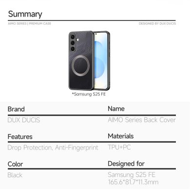 Защитный чехол DUX DUCIS Aimo Series Magnetic (FP) для Samsung Galaxy S25 FE (S731) - Black