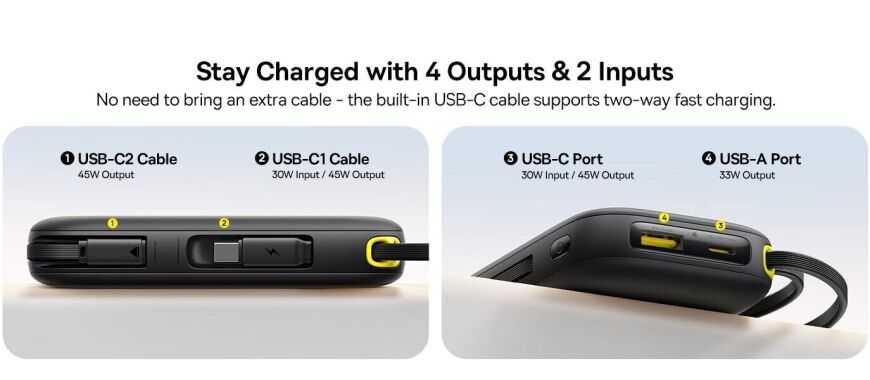 Внешний аккумулятор Baseus EnerFill FC31 45W (20000mAh) + кабель Type-C + Type-C (P10082105123-00) - Black