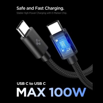 Мережевий зарядний пристрій Spigen EE451EU 45W + кабель Type-C to Type-C - Black