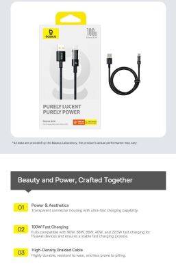 Кабель Baseus Gem USB to Type-C (100W, 1m) P10373002111-00 - Cluster Black