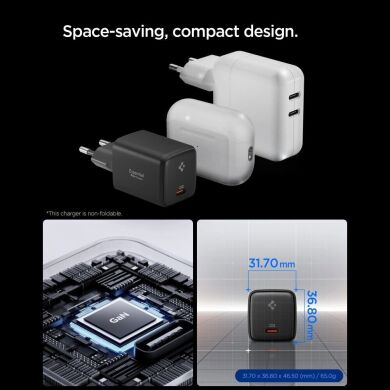 Мережевий зарядний пристрій Spigen EE451EU 45W + кабель Type-C to Type-C - Black
