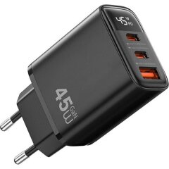 Мережевий зарядний пристрій WIWU Wi-G011 Gan 45W (1U+2C) - Black