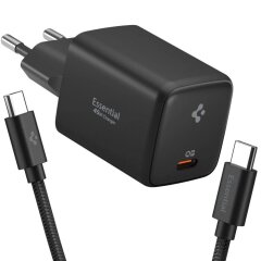 Мережевий зарядний пристрій Spigen EE451EU 45W + кабель Type-C to Type-C - Black