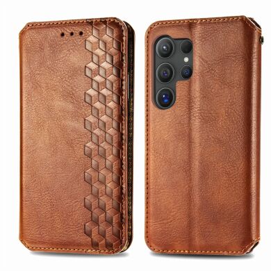 Чехол Deexe Rhombus Wallet для Samsung Galaxy S26 Ultra (S948) - Brown