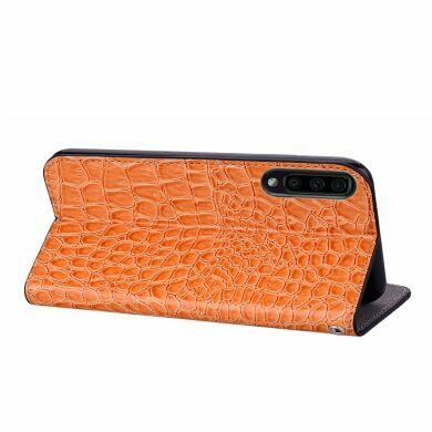 Чехол-книжка Deexe Glittery Crocodile для Samsung Galaxy A70 (A705) - Orange