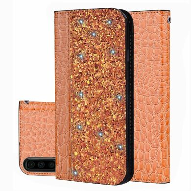 Чехол-книжка Deexe Glittery Crocodile для Samsung Galaxy A70 (A705) - Orange