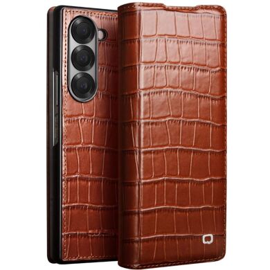 Шкіряний чохол QIALINO Croco Case для Samsung Galaxy Fold 6 - Brown