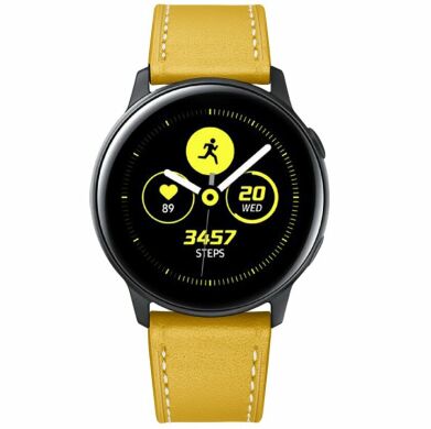 Шкіряний ремінець Deexe Classic для годинників з шириною кріплення 20мм - Yellow