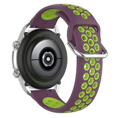 Ремешок Deexe Dual Color для Samsung Galaxy Watch 3 (45mm) - Purple / Fluorescent Green