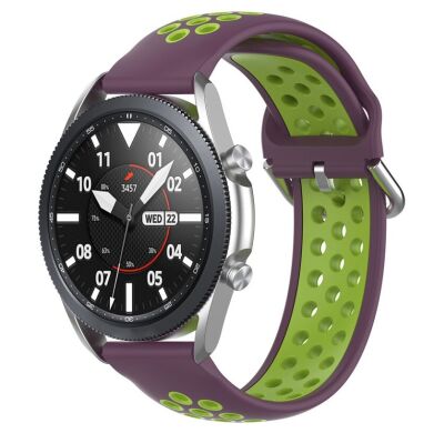 Ремешок Deexe Dual Color для Samsung Galaxy Watch 3 (45mm) - Purple / Fluorescent Green