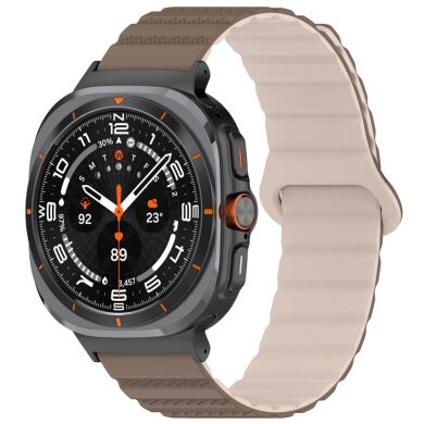 Ремешок Deexe Magnetic Strap для Samsung Galaxy Watch Ultra (47mm) - Brown / Apricot