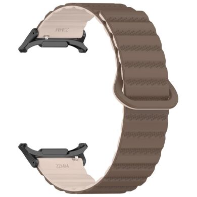 Ремешок Deexe Magnetic Strap для Samsung Galaxy Watch Ultra (47mm) - Brown / Apricot