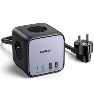 Сетевое зарядное устройство UGREEN CD268 65W (3AC + 2Type-C + 2USB) 60113 - Black